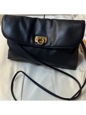 Bechamel  Clutch.& Shoulder &  Crossbody Black  Leather gold tone hardware